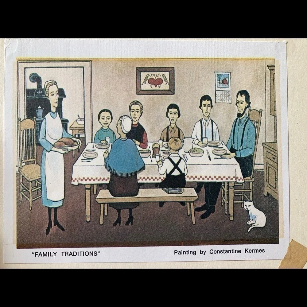Constantine Kermes Amish Farm Family Matted Framed Print Family traditions